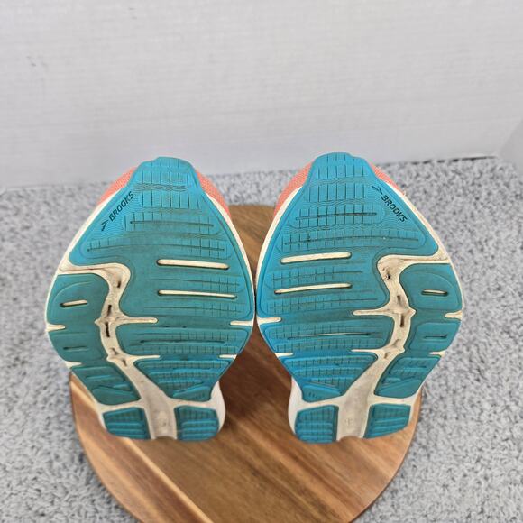 Brooks Womens 9.5B Ghost Max Papaya Apricot Blue Athletic Gym Road Running Shoe - Picture 10 of 13